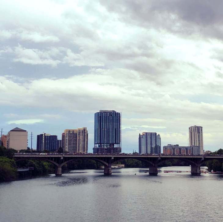 Buildings as seen from across the Colarado RIver in Austin, Texas