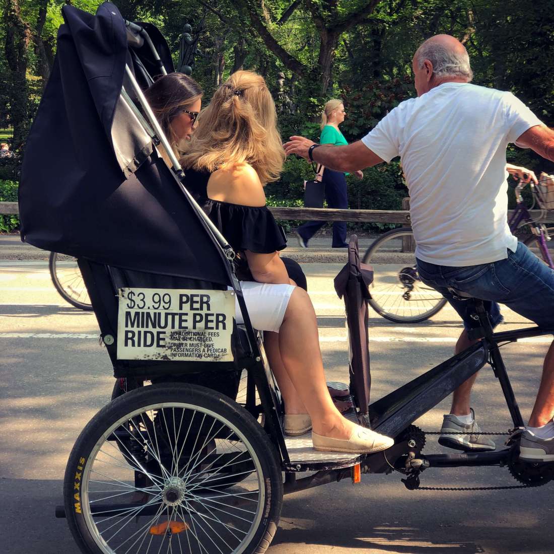 A local pedicab guide in Central Park, Manhattan, New York City