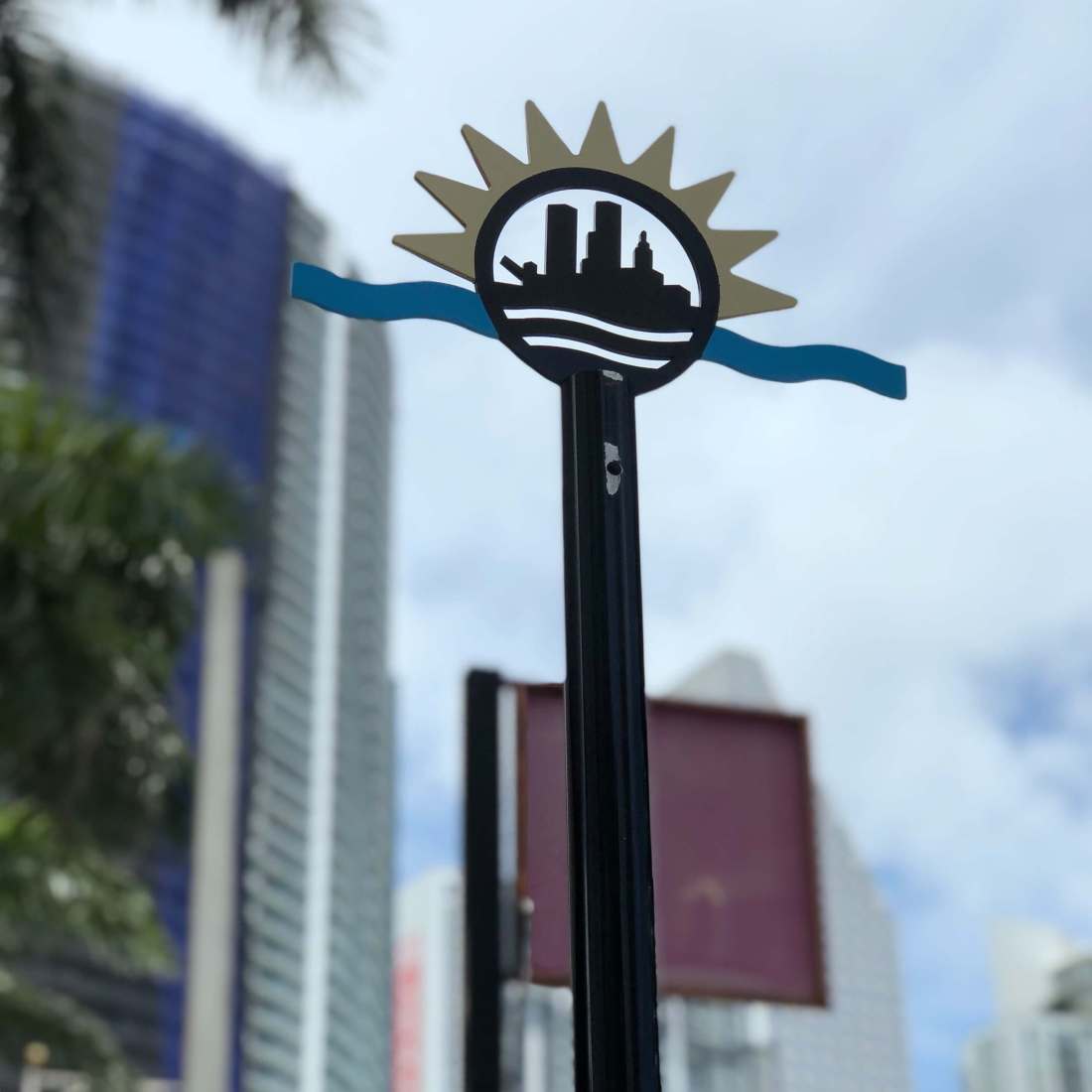 Sign indicating the riverwalk in downtown Miami