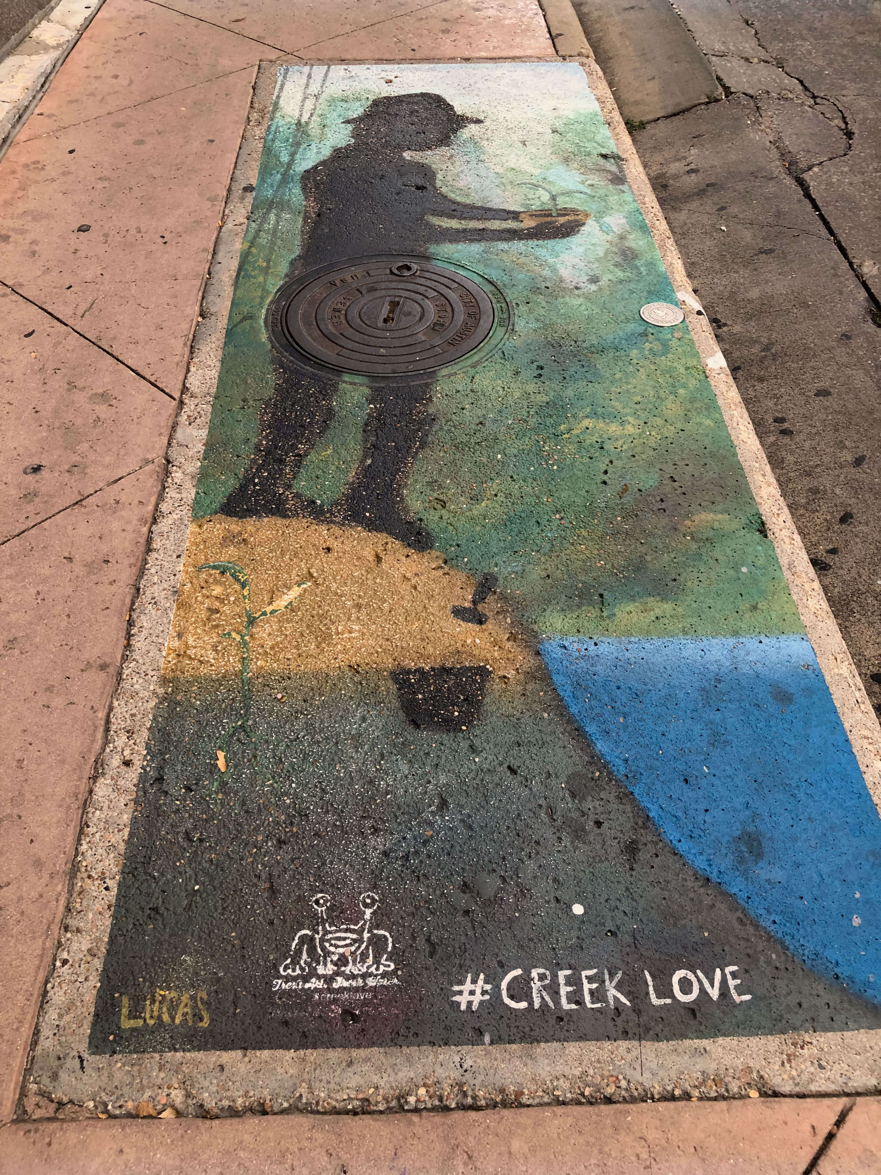 Creek Love street art in Austin Texas