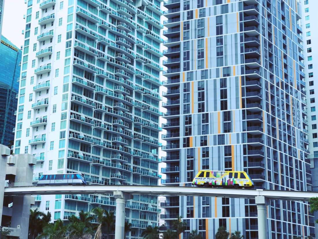 Metromovers in downtown Miami