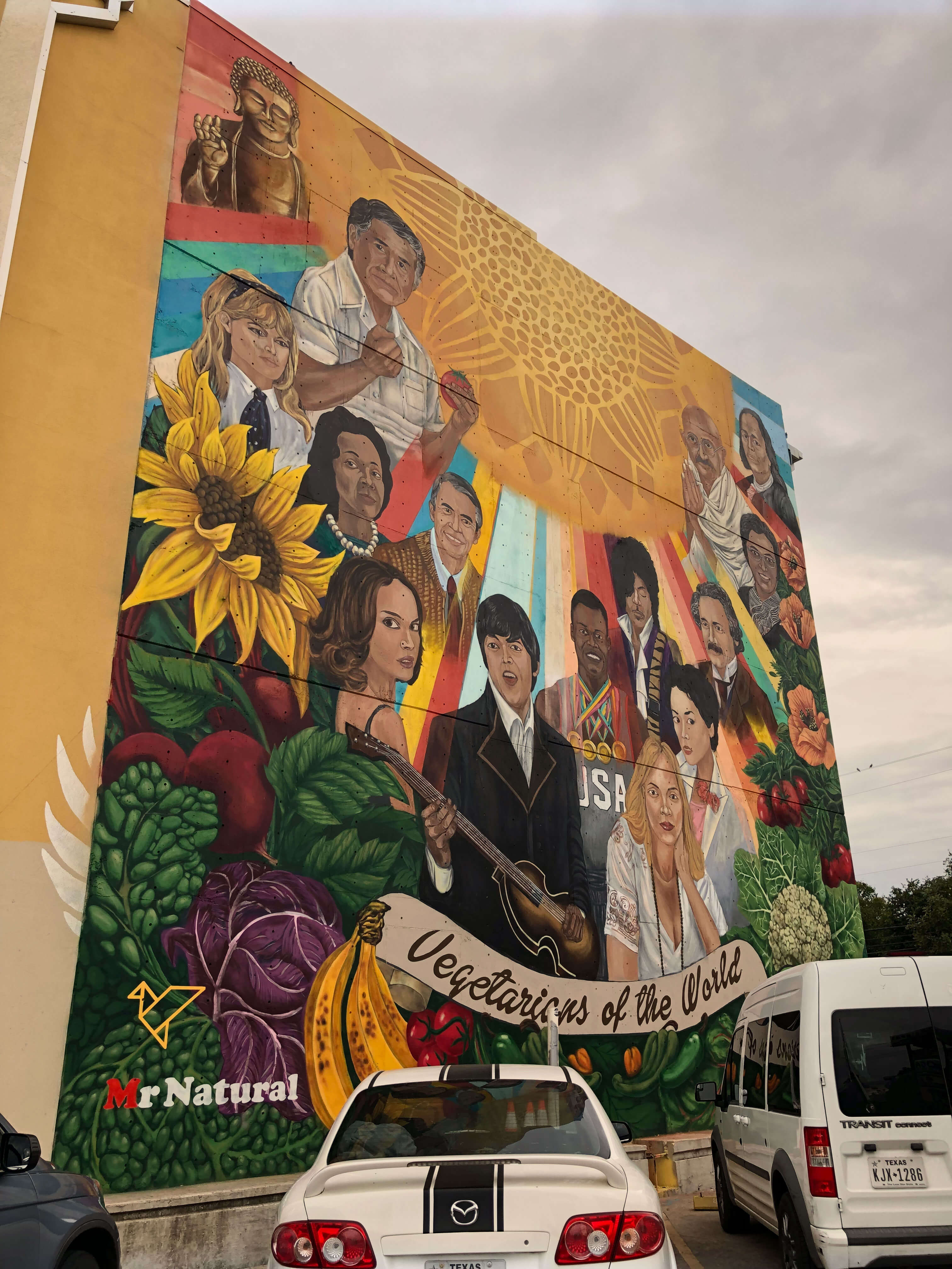 Vegetarians of the World mural at the Mr. Nartural restaurant in Austin, Texas