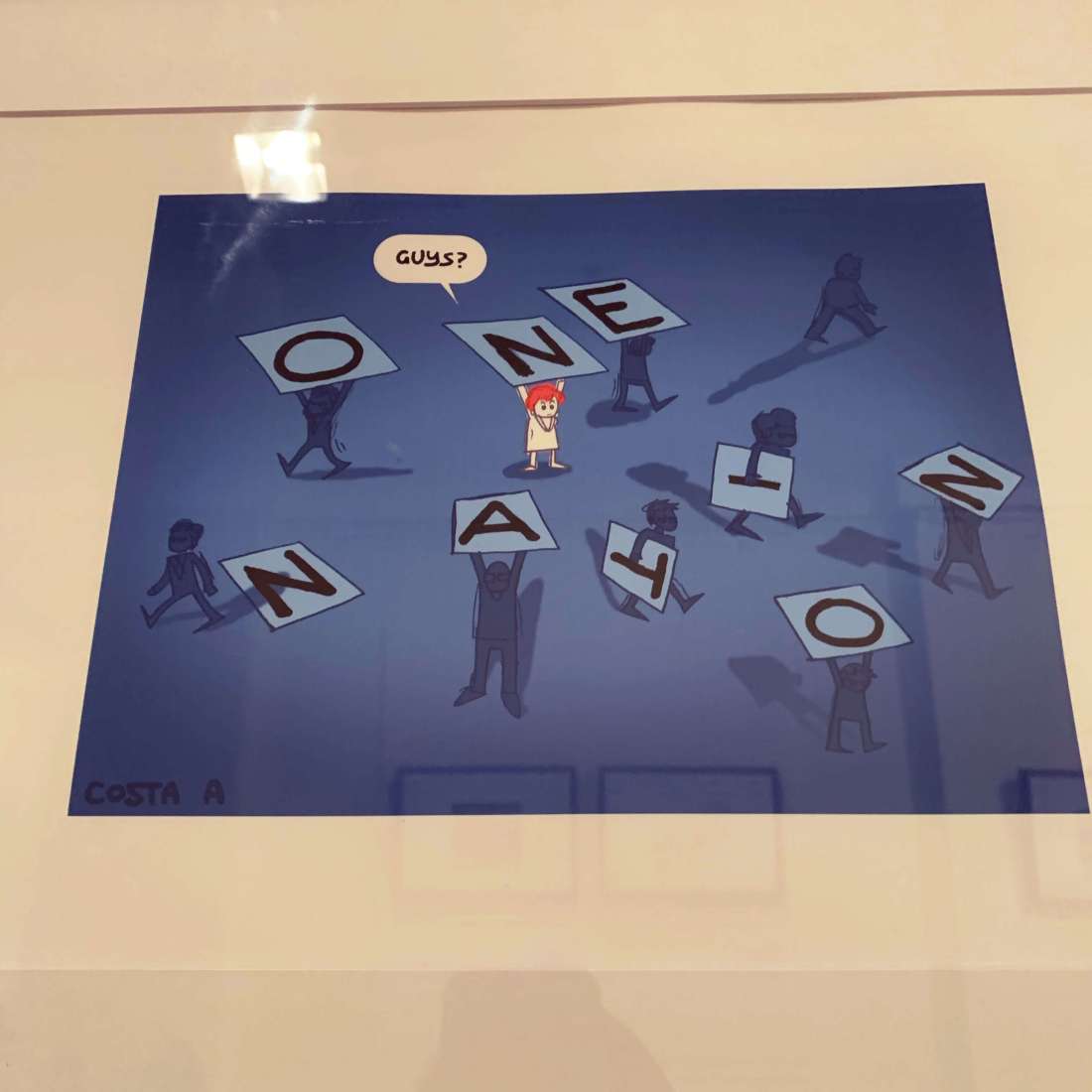 Cartoon on display at the Old Parliament House in Canberra, Australia