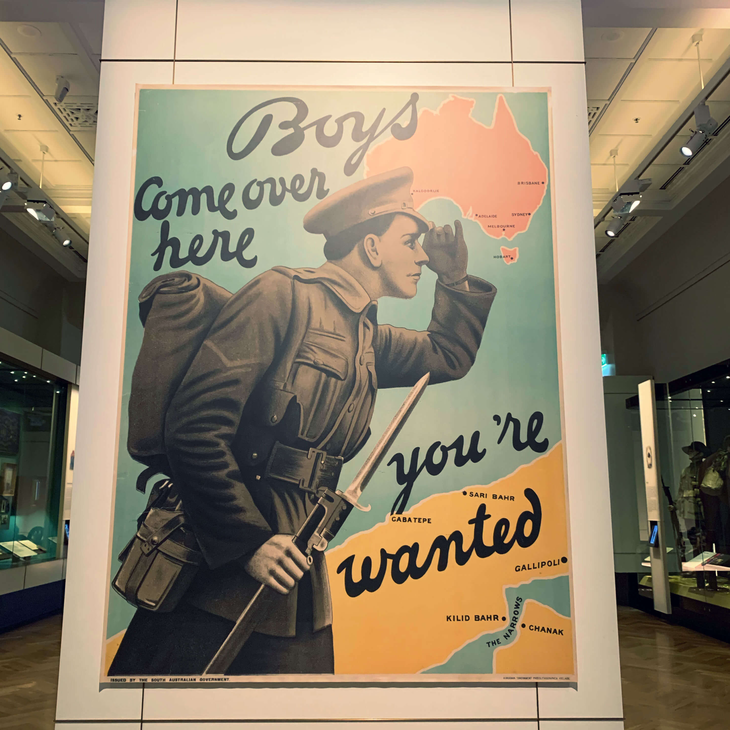 Recruitment poster used during the Australian wars - on display at the Australian War Memorial, Canberra