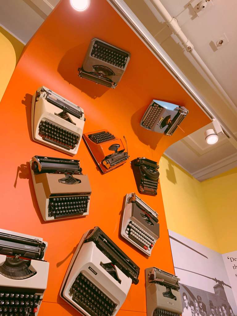 Typewriters on display at the old parliamentary house in Canberra, Australia