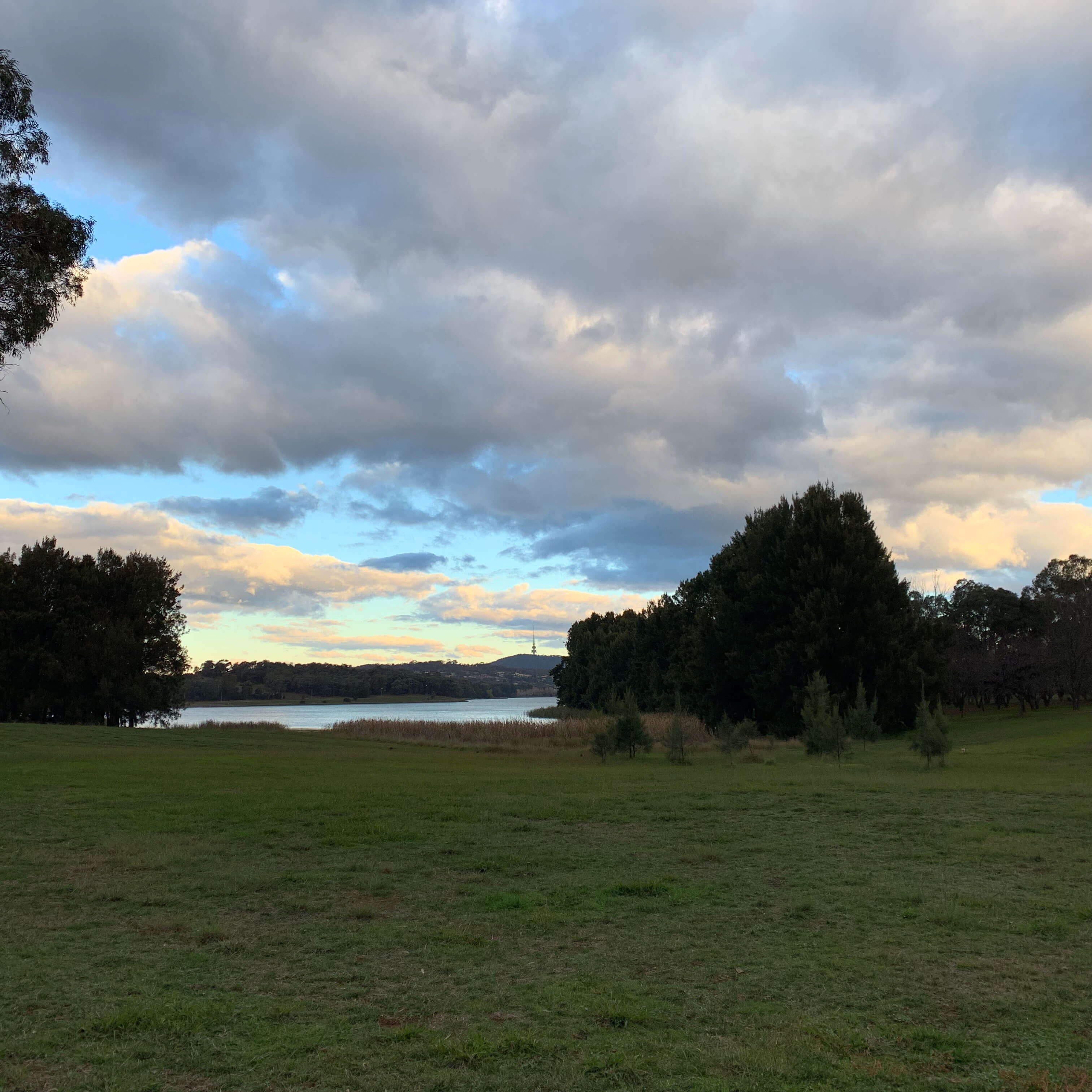 Walking along Lake Ginninderra in Canberra, Australia