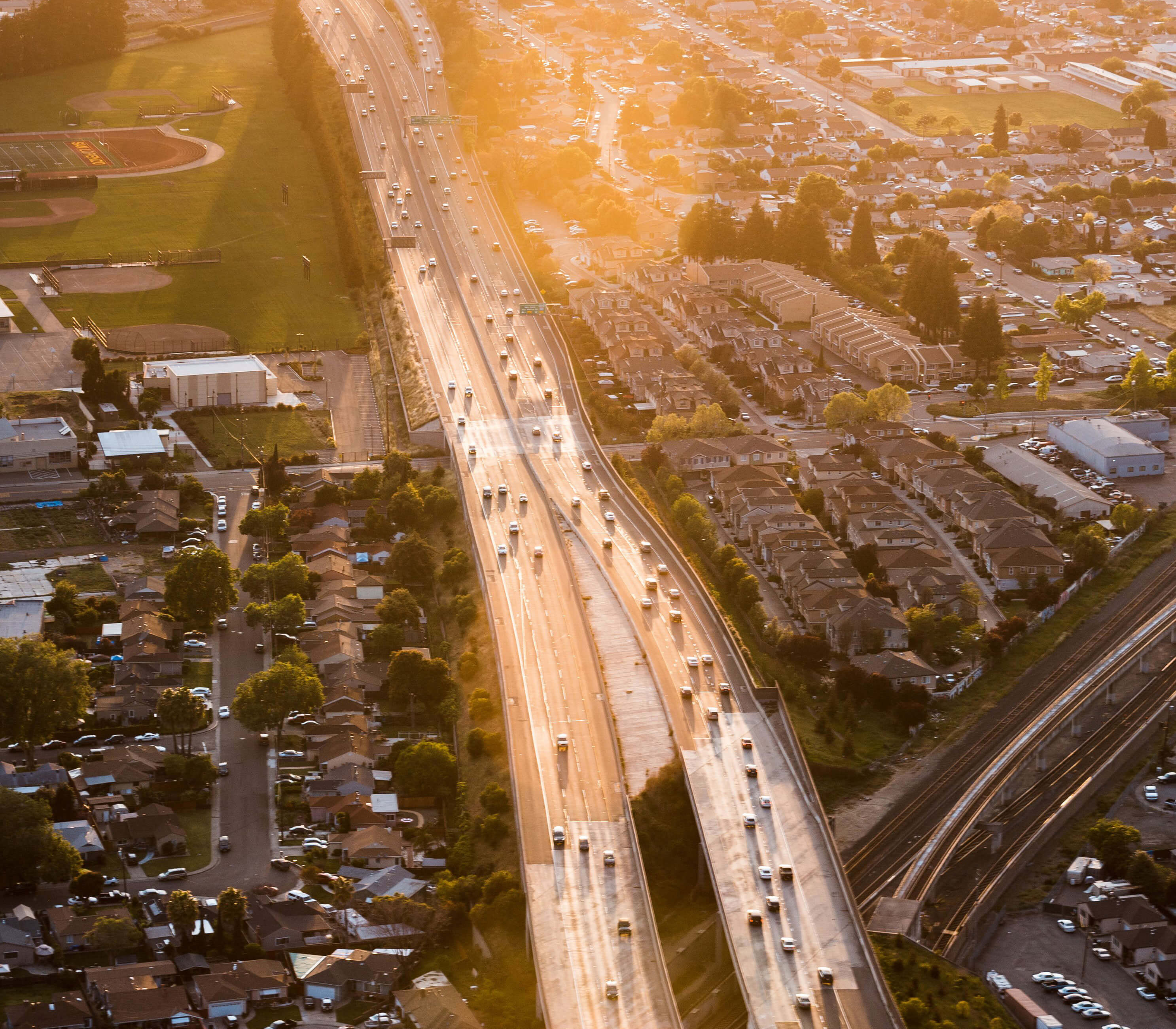 city traffic in the sunlight