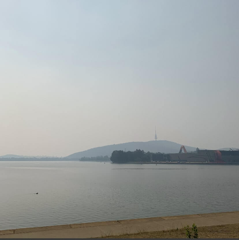 Smoke over Lake Burley Griffin, Canberra
