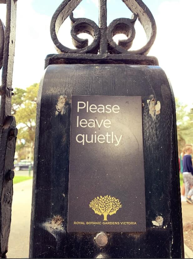 Exit sign at The Royal Botanical Gardens, Melbourne