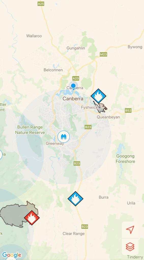 Fires burning near Canberra