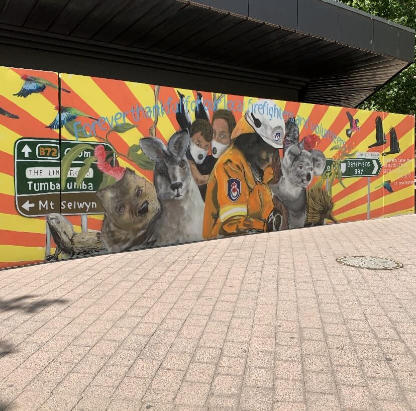 Street art in Canberra, commemorating volunteer firefighters