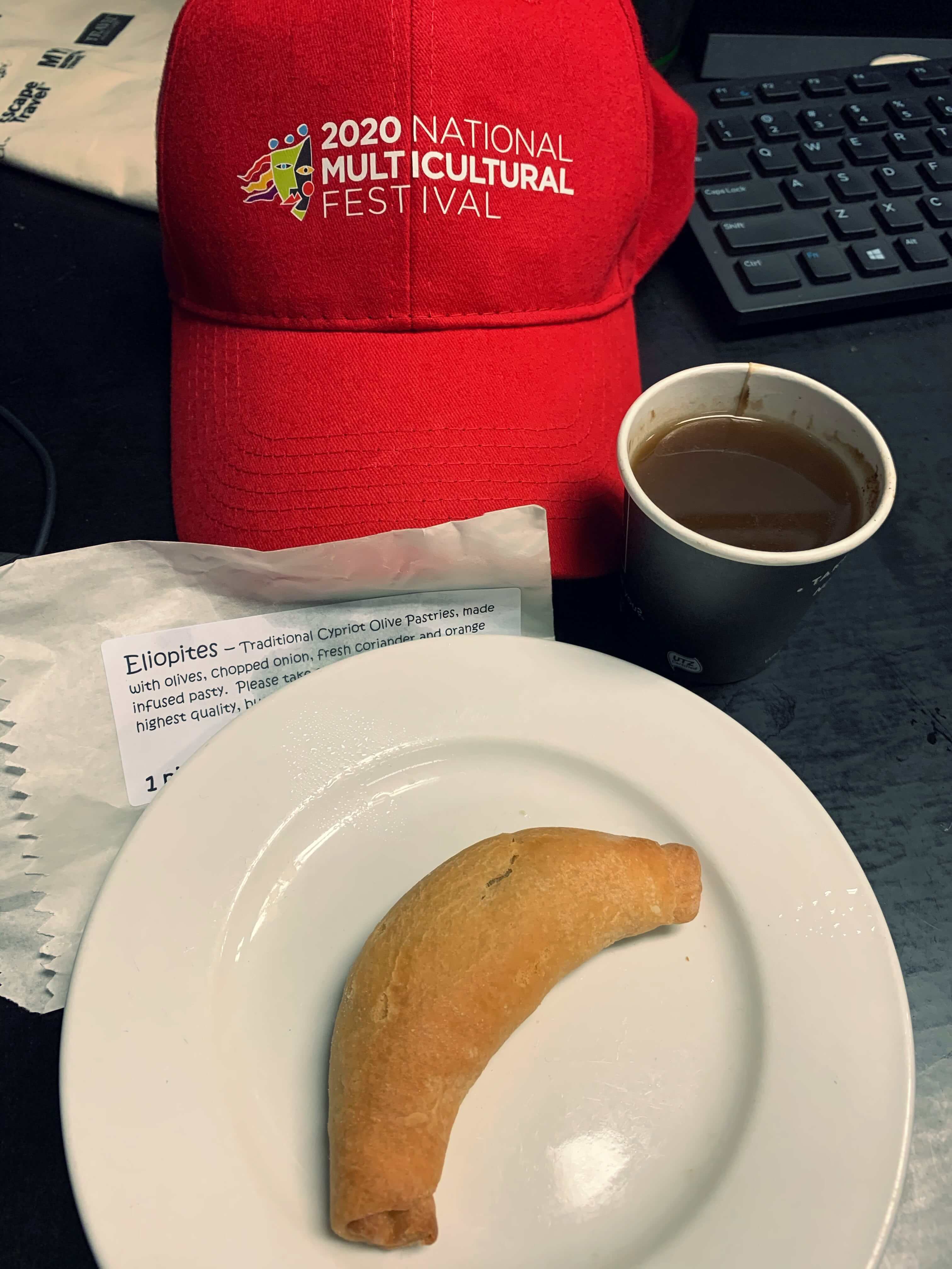 Eliopite, a Crypriot olive pastry and Greek coffee