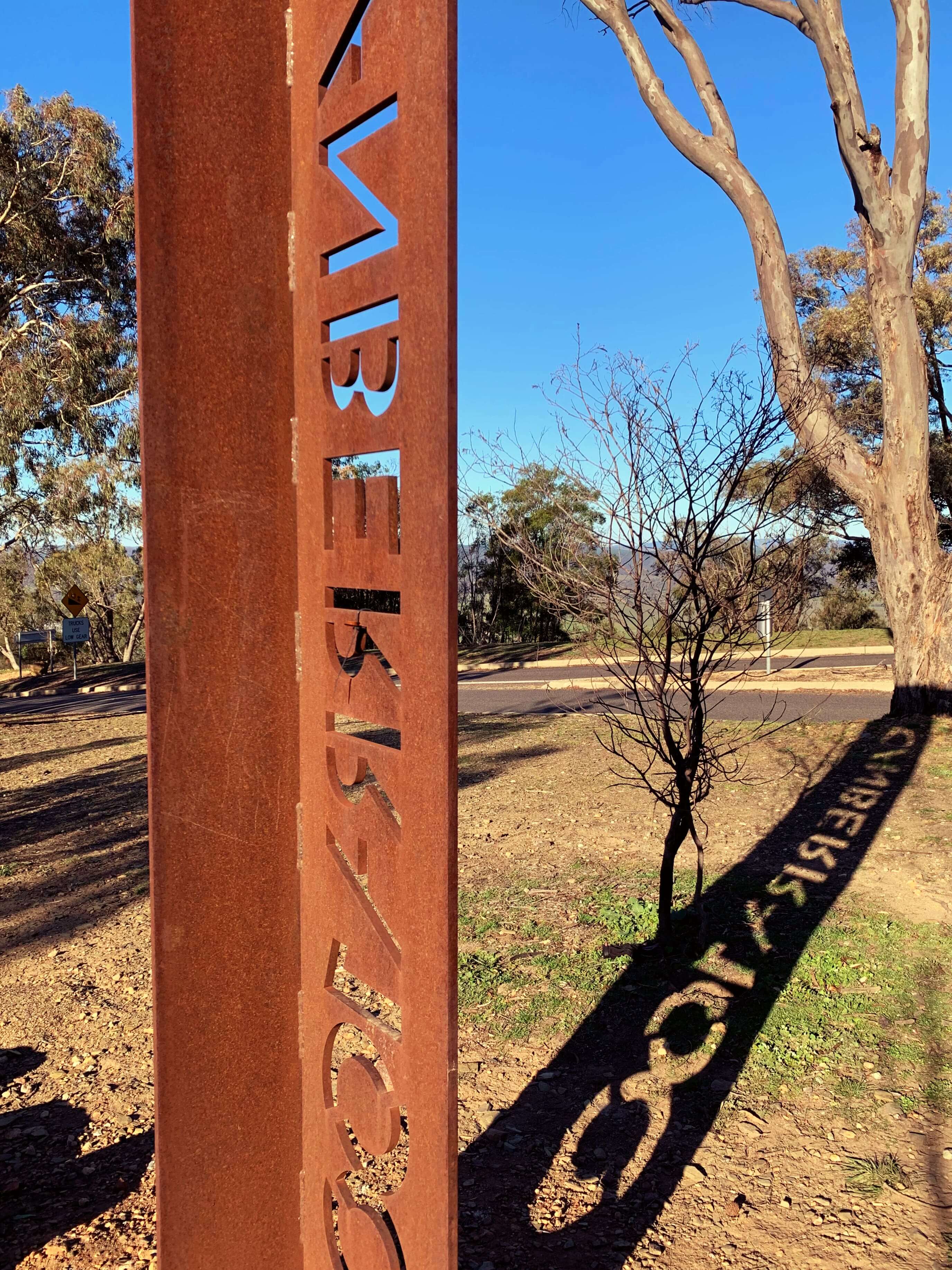 Canberra Centenary Trail marker on Mount Ainslie