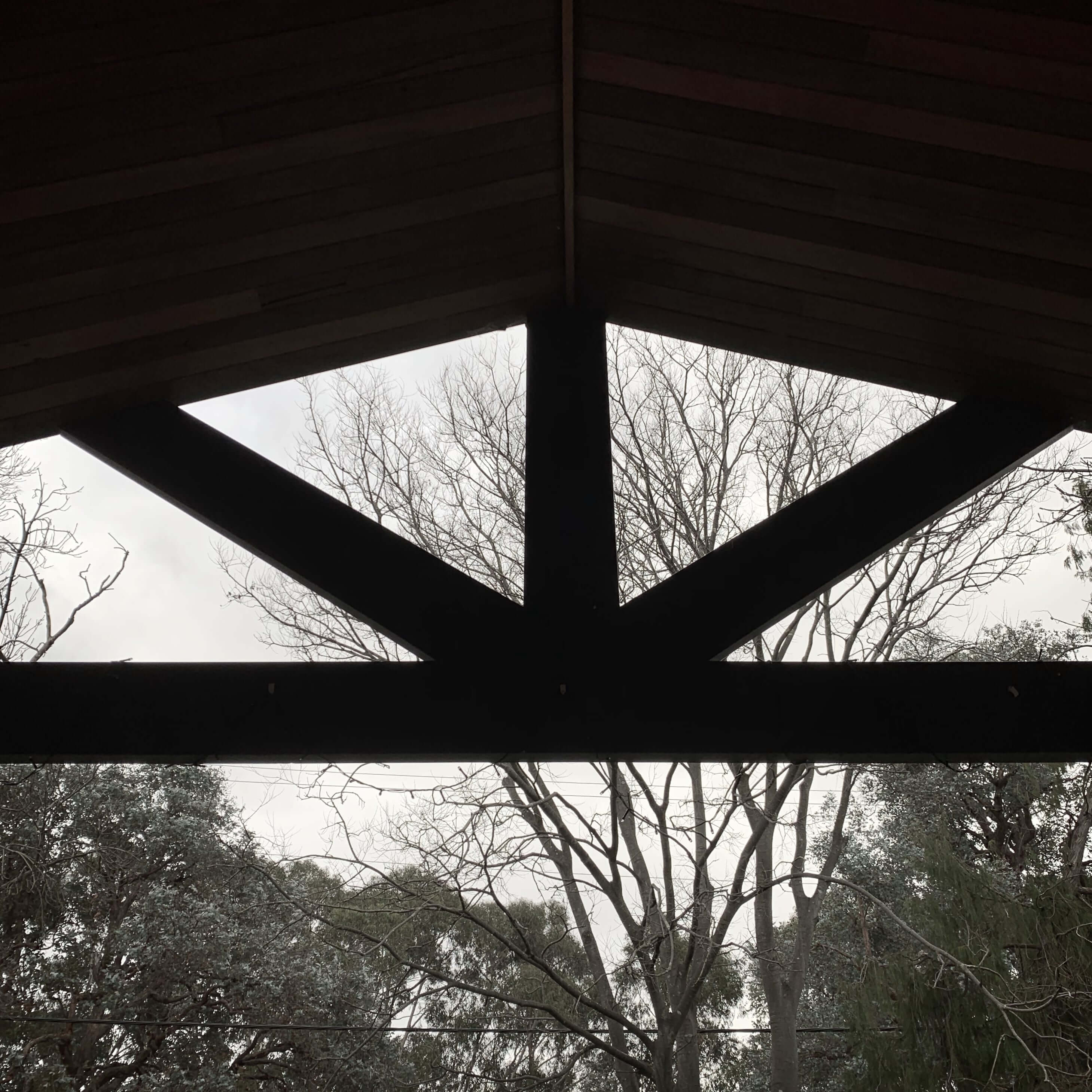 Patio roof facing a garden