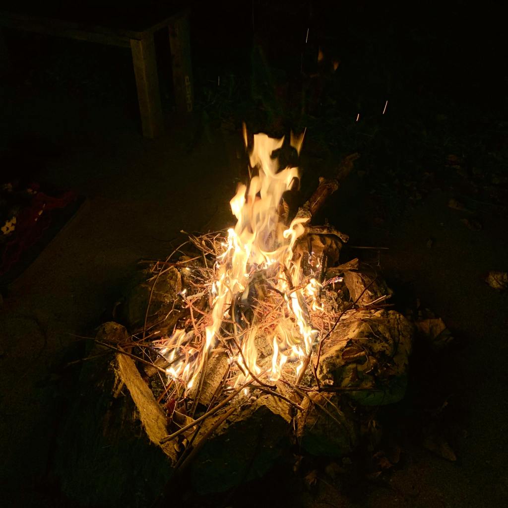 Warming up by the fire during winter, Canberra