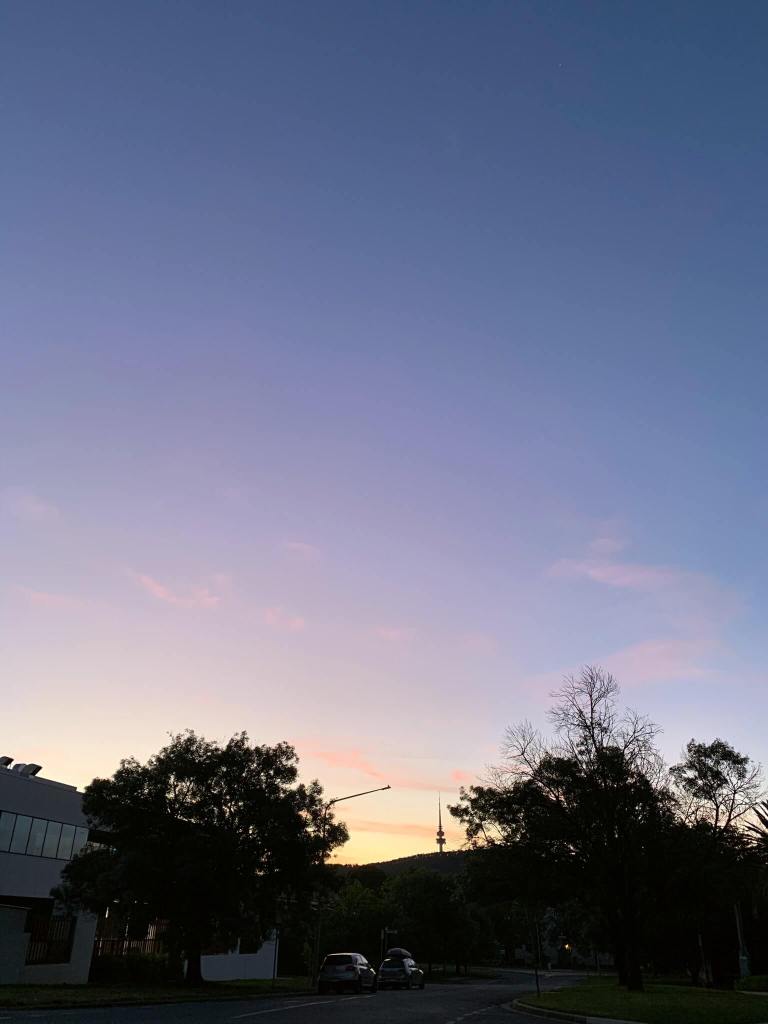 Spring sunset behind the Telstra Tower, Canberra