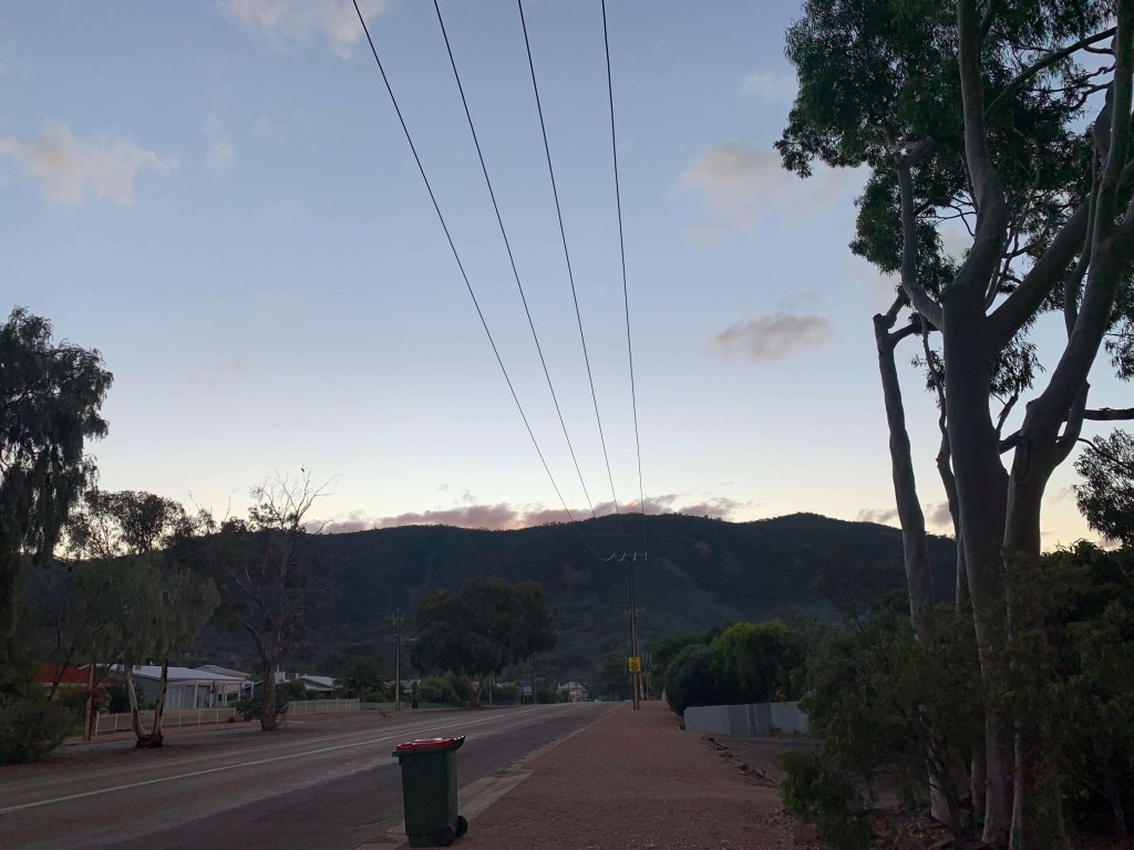 Photo of Mt. Remarkable as seen from the entrance of small town Melrose in South Australia. 