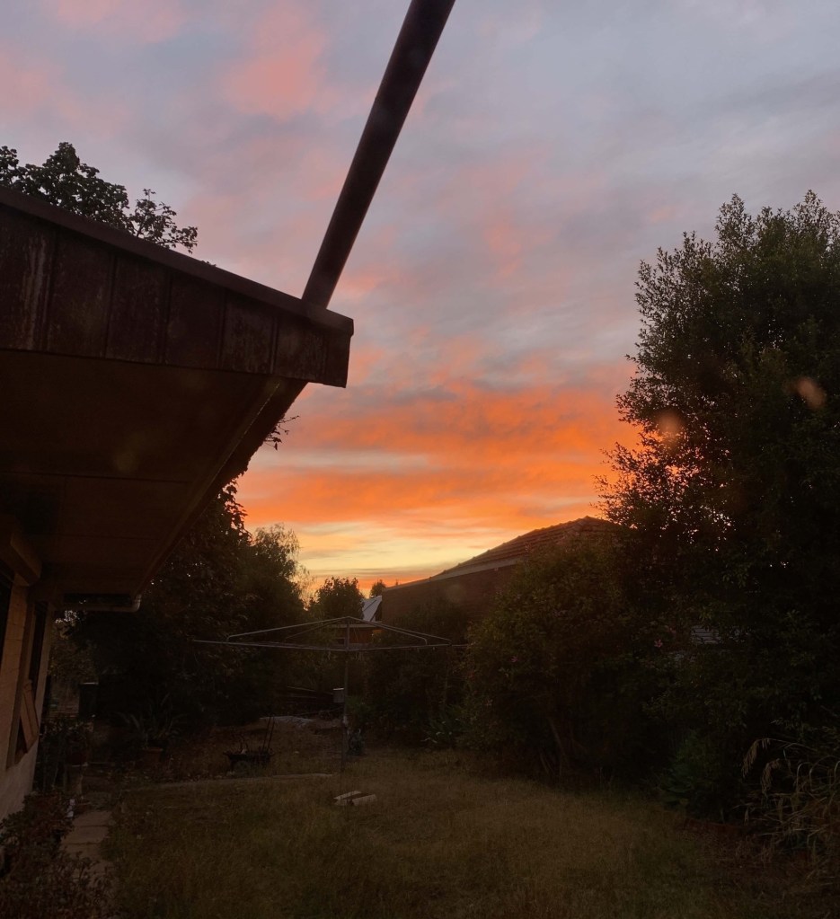 Photo of the pre sunrise colours in the horizon. 