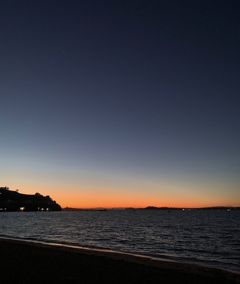 Photo of the deep colours of sunrise, moments before sunrise. 